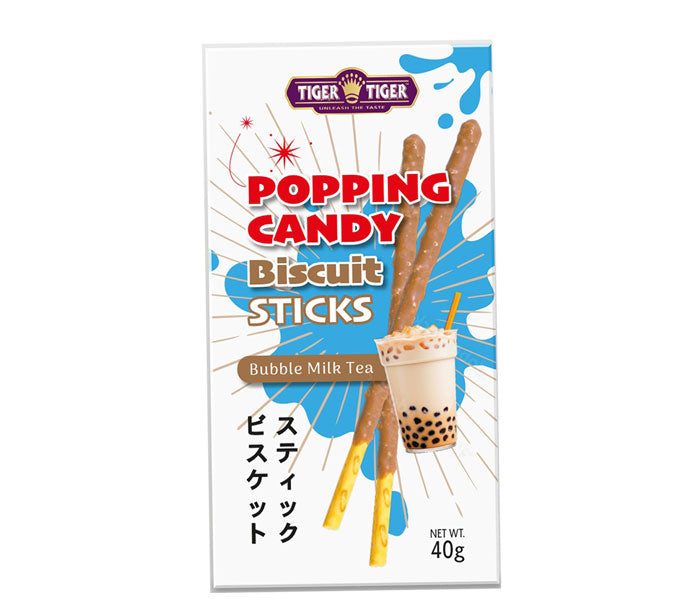 Tiger Tiger Popping Candy Biscuit Stick Bubble Milk Tea 40g