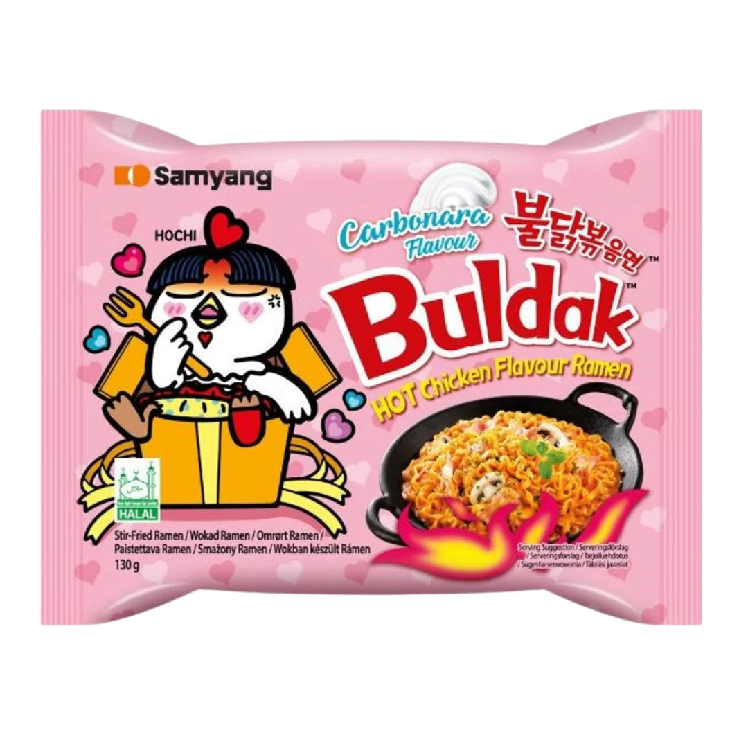 Samyang Buldak Carbonara ramen serving suggestion