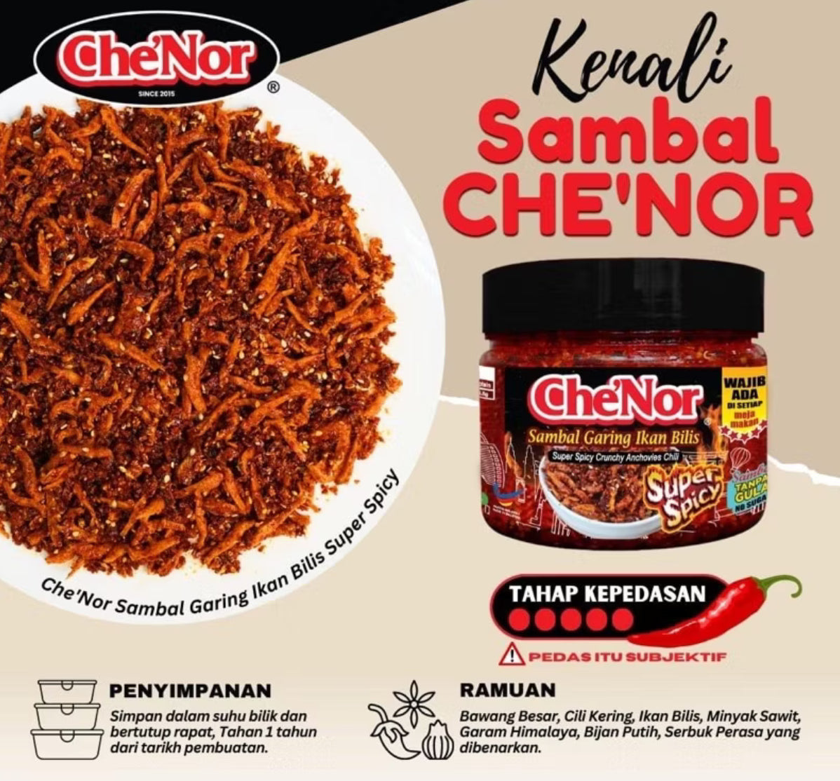 Che Nor Sambal Garing Ikan Bilis SUPER SPICY
