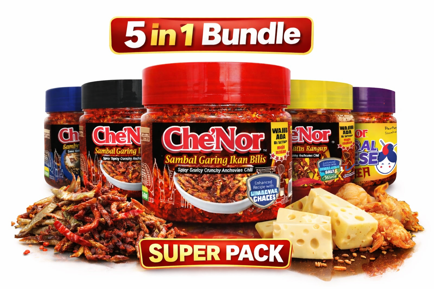 Che Nor 5 Flavour Crispy Ikan Bilis Pack