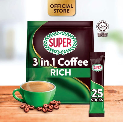 Authentic Malaysian SUPER 3 in 1 Instant Coffee 25 Sachets!