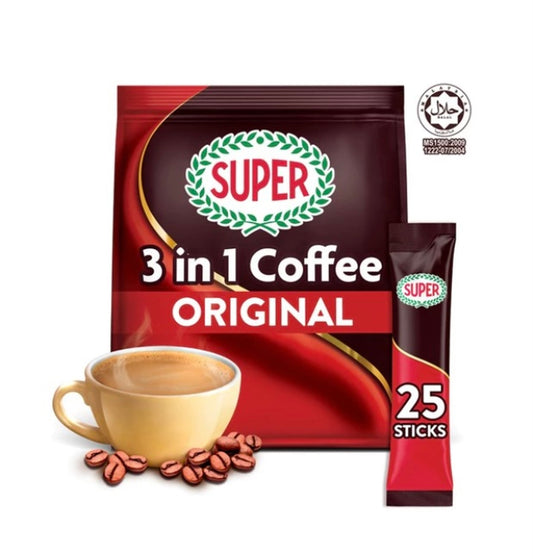 Authentic Malaysian SUPER 3 in 1 Instant Coffee 25 Sachets!