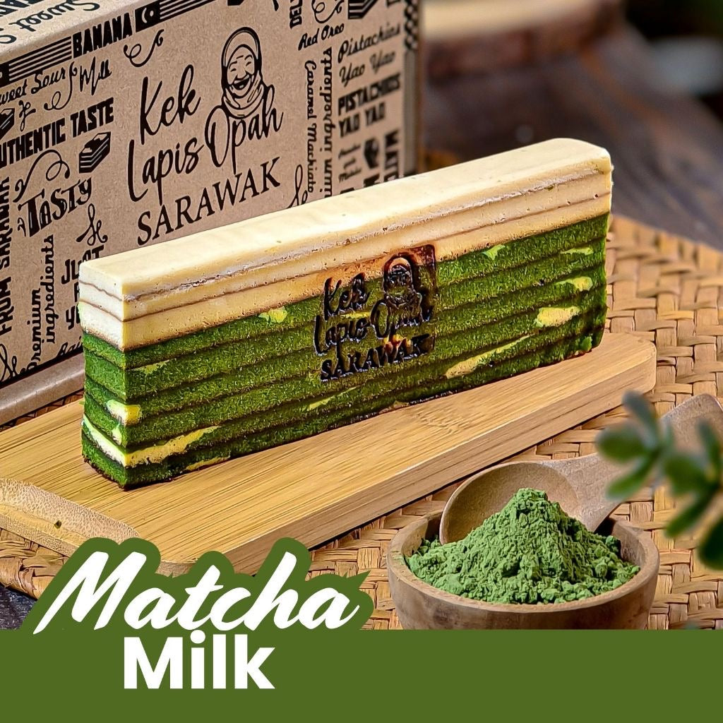 Traditional Sarawak Kek Lapis Matcha Milk