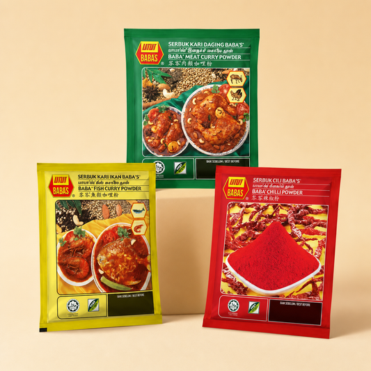 Babas Fish Curry, Meat Curry and Chilli Powder 3-Pack Bundle