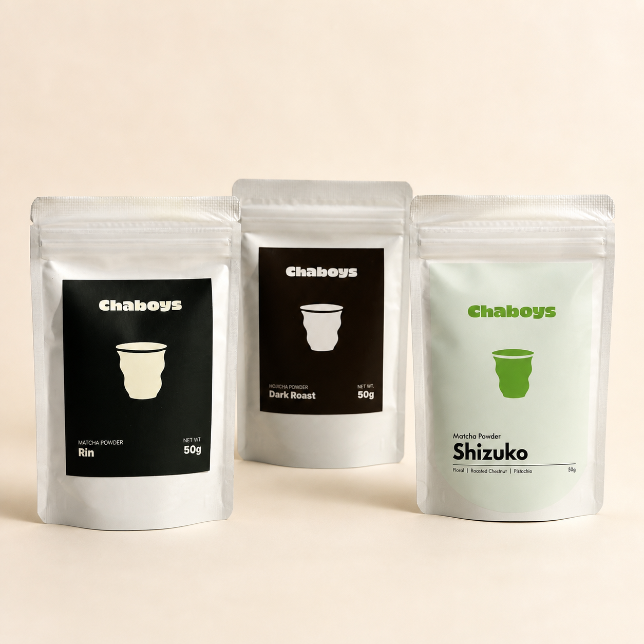 Chaboys Matcha and Hojicha 50g Trio Bundle