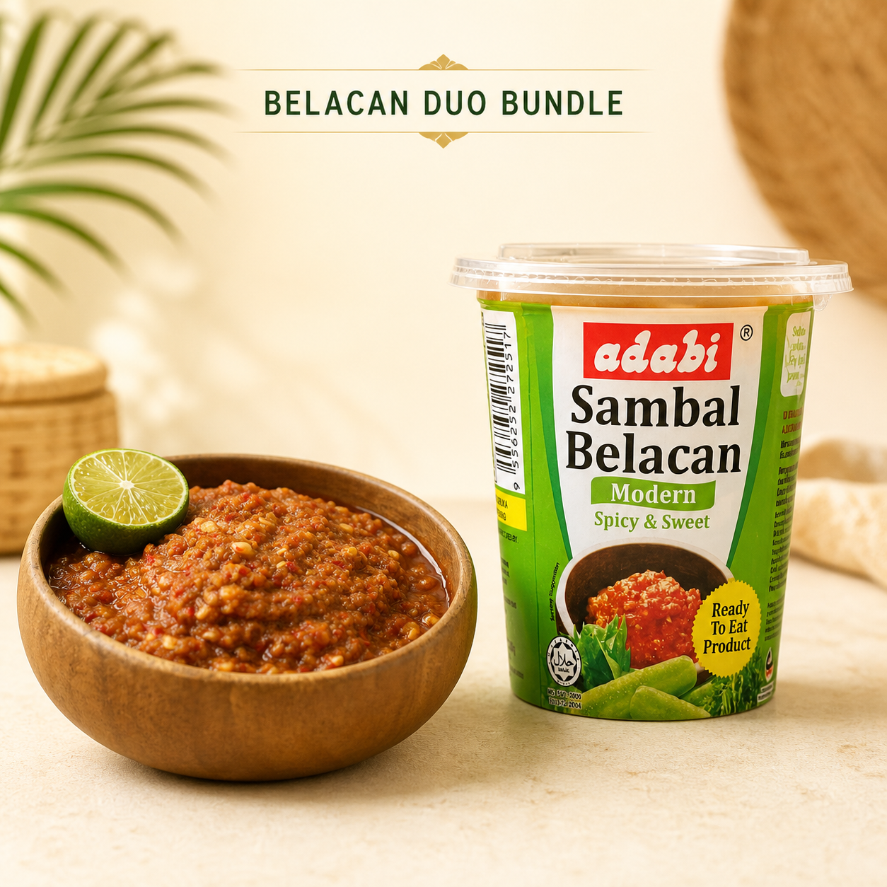 Homemade Malaysian sambal belacan and Adabi Sambal Belacan duo bundle