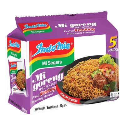 Indomie Mi Goreng Rendang Spicy Beef Instant Noodles 5 x 80g single retail unit
