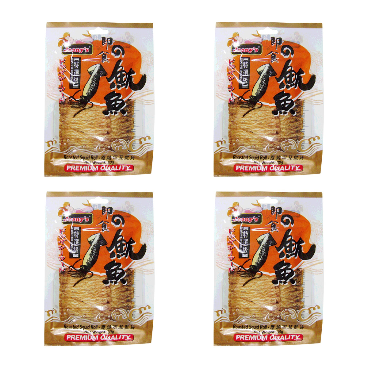 Jeeny's Roasted Squid Roll 30g – 4 Packs