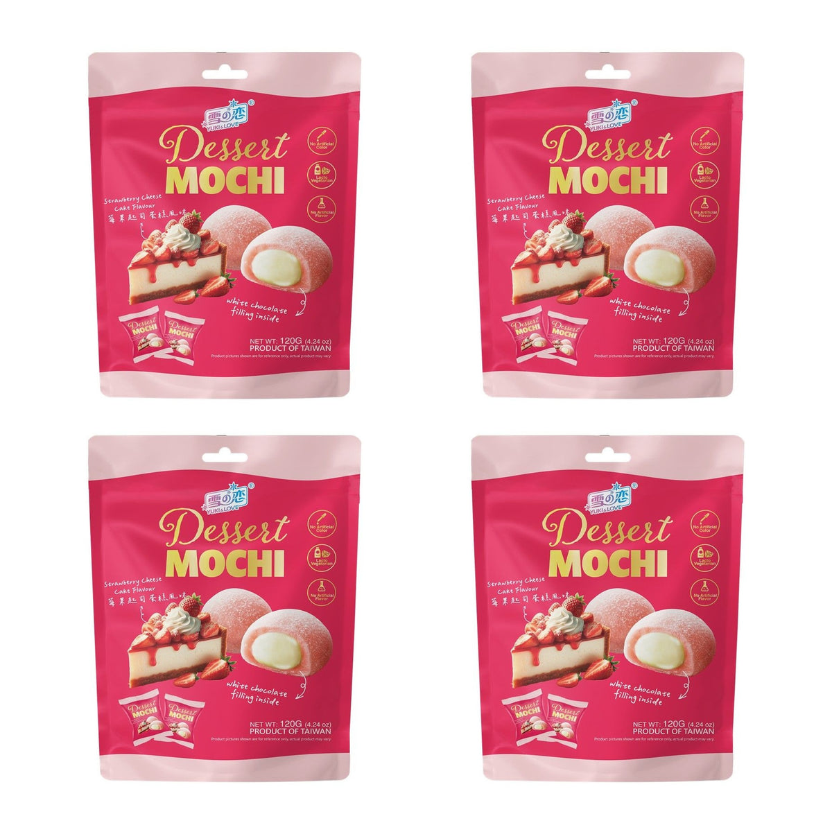 Yuki & Love Dessert Mochi 120g – Strawberry Cheesecake – 4 Boxes